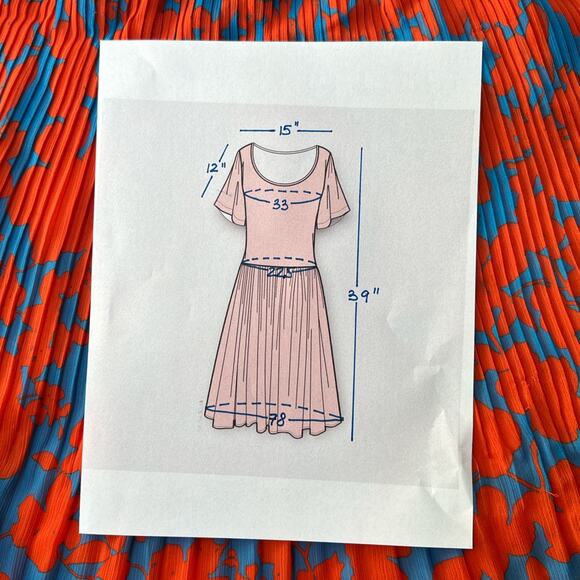 H&M Pleated Chiffon Floral Dress with Fringe Details, Size 2, Red/Blue - Picture 11 of 13